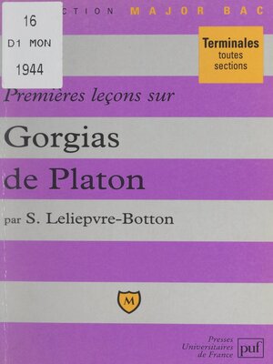 cover image of Premières leçons sur Gorgias, de Platon